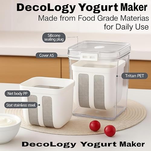 DecoLogy Yogurts Make Strainers/Soybean Milk, Kefir, Berries, Soup, & Lid for Thick,Soybean Milk,Curd Maker with Yogurts Filter | Hung Curd Maker for Home |(Greek Yogurt Strainer, 1PCS) - Image 3