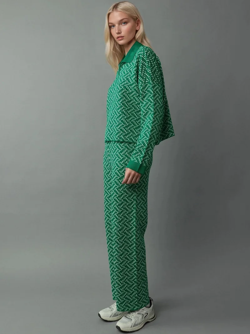 موضتي MY FASHION Patterned Knitwear Polo Sweater