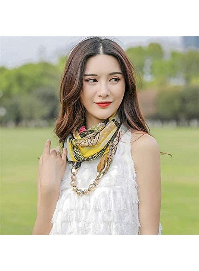 Magic MAGIC Fashion Pendant Scarf Necklace Stole Dupatta Stoles Muffler Wrap Scarves for Women and Girls(Cream) - Image 4