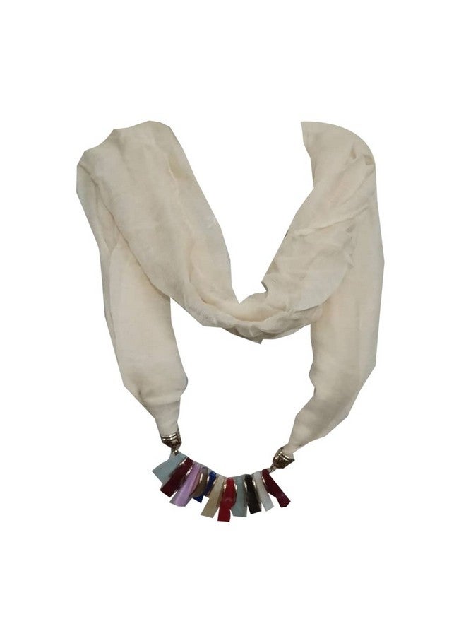 Magic MAGIC Fashion Pendant Scarf Necklace Stole Dupatta Stoles Muffler Wrap Scarves for Women and Girls(Cream) - Image 1