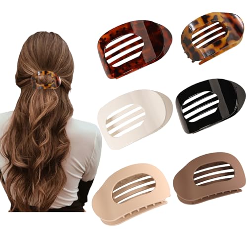 AITELEI 6PCS Flat Hair Clips for Women, French Design Flat Hair Claws, Secure Hold Inner Teeth Hair Claw Clips, Strong Hold No Slip Hair Barrettes For Lying Down Holiday Christmas Gifts - Image 1