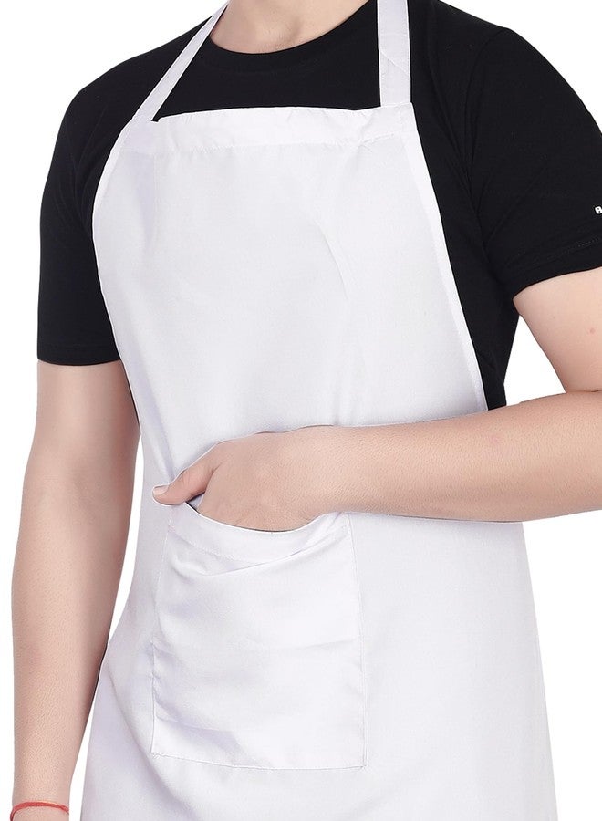 abc garments Poly-Cotton Solid Plain- Free Size Chef's Cooking Kitchen Apron with Chef's Cap- 23x30 inch (57x77cm) (White) - Image 4
