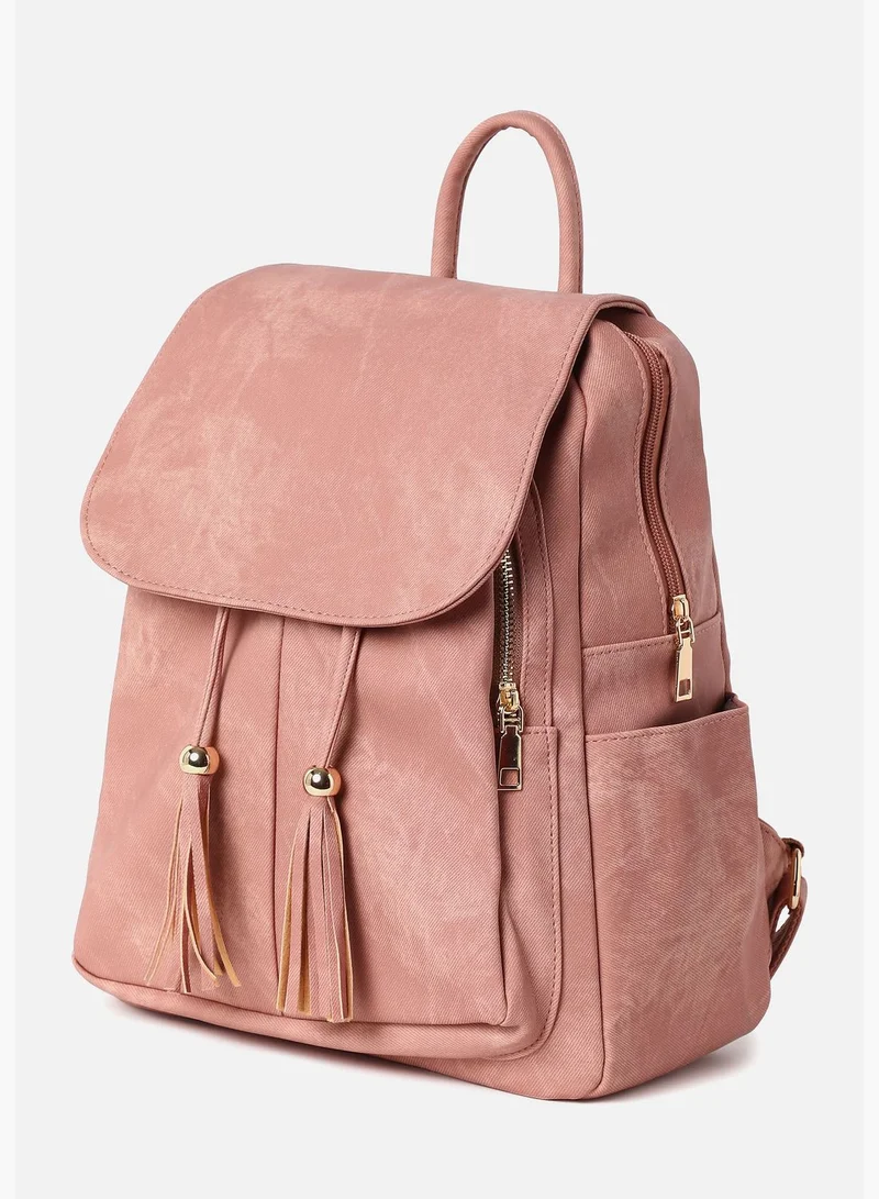 Haute Sauce Textured Casual Backpack Combo Set with Zip Lock For Women