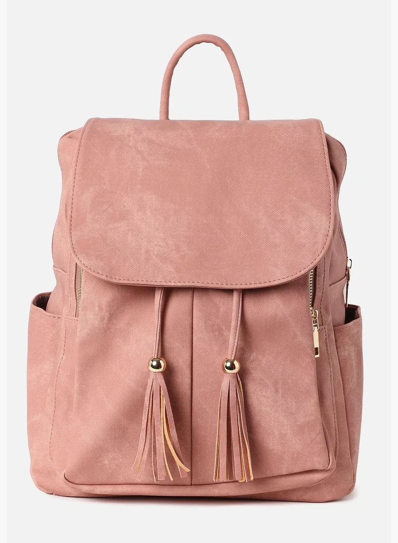 Haute Sauce Textured Casual Backpack Combo Set with Zip Lock For Women
