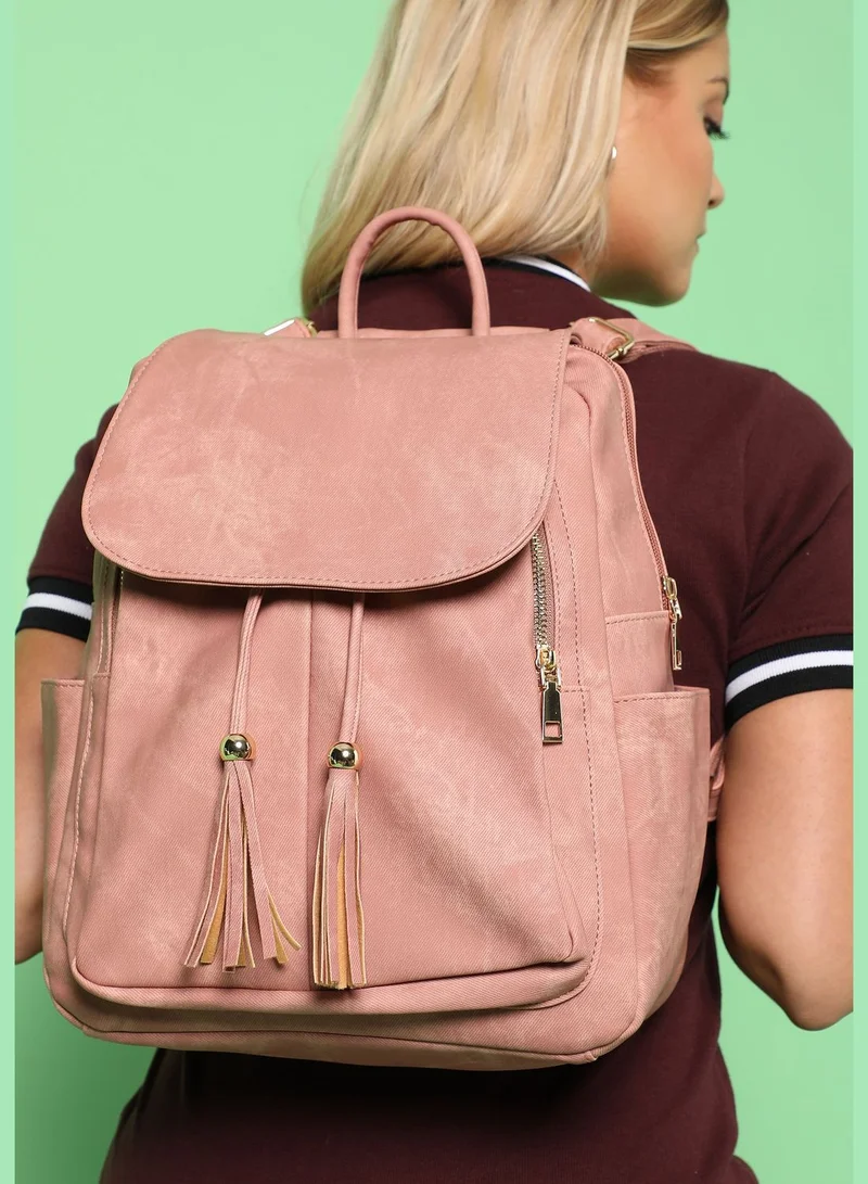 Haute Sauce Textured Casual Backpack Combo Set with Zip Lock For Women