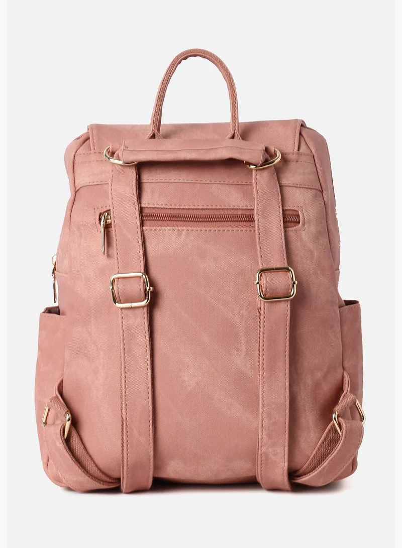 Haute Sauce Textured Casual Backpack Combo Set with Zip Lock For Women