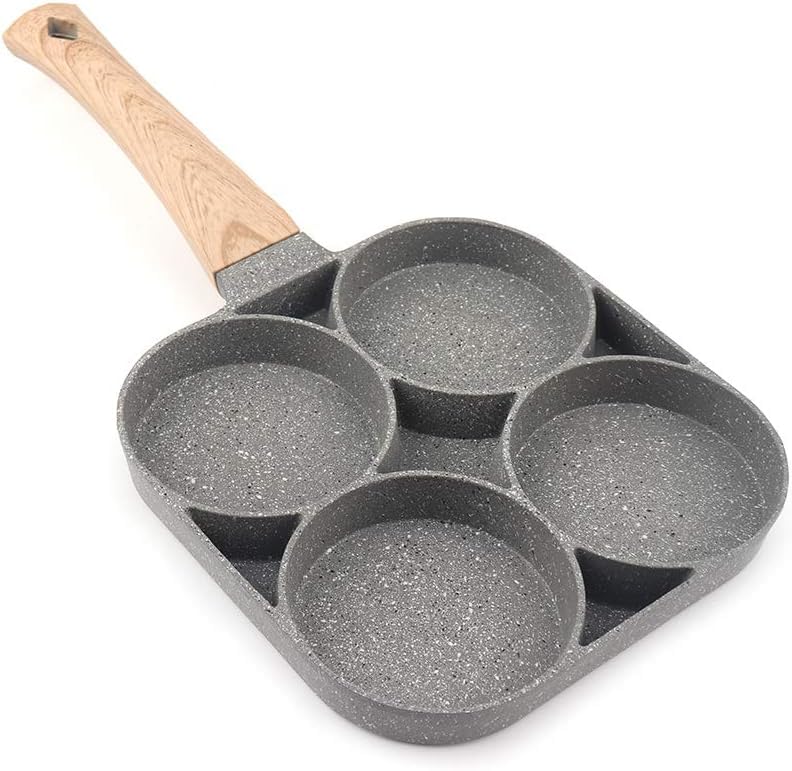 Cazuela Egg Frying Pan Pancake Pan Non Stick 3 Hole Frying Egg and Steak Pan Medical Stone Cooker for Breakfast Suitable for Gas Stove Induction Cooker Multi Color - Image 1