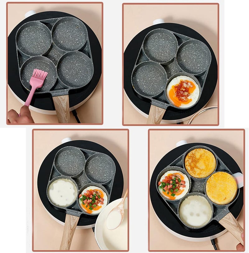 Cazuela Egg Frying Pan Pancake Pan Non Stick 3 Hole Frying Egg and Steak Pan Medical Stone Cooker for Breakfast Suitable for Gas Stove Induction Cooker Multi Color - Image 5