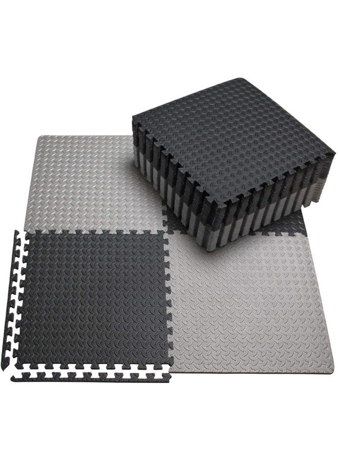 SIGNATRON Fitness Puzzle Mat, Gym Floor Mat, Exercise Mat, EVA Foam Interlocking Tiles, Protective Flooring for Gym Equipment and Workouts, 12mm Extra Thick (12Pc || 48 SqFt, Grey - Black) - Image 1