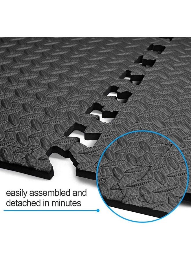 SIGNATRON Fitness Puzzle Mat, Gym Floor Mat, Exercise Mat, EVA Foam Interlocking Tiles, Protective Flooring for Gym Equipment and Workouts, 12mm Extra Thick (12Pc || 48 SqFt, Grey - Black) - Image 4