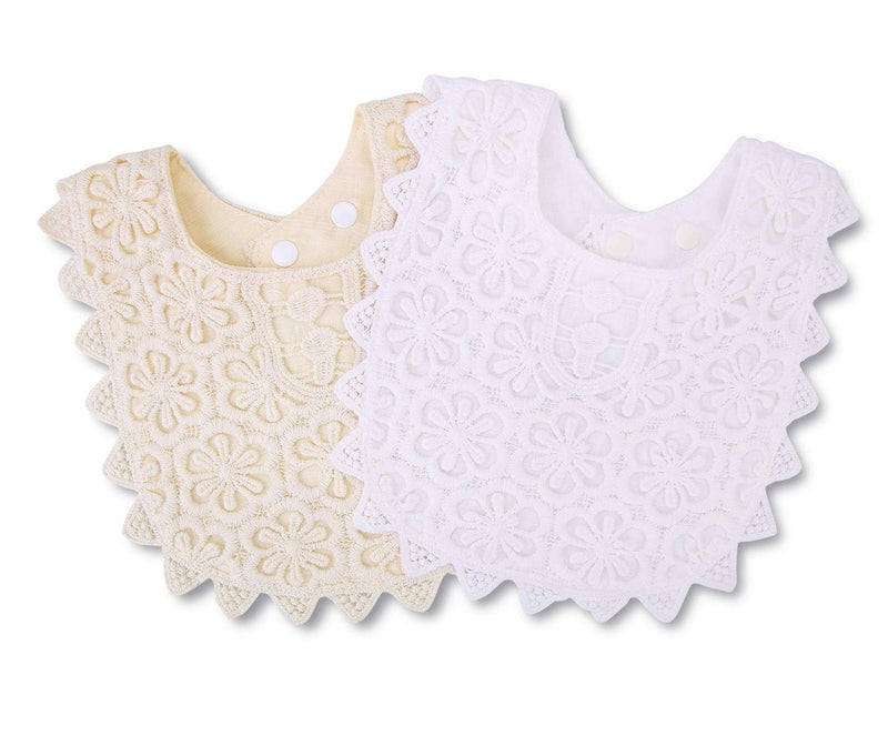GZMM Baby Bib For Girls,Soft Lace Baby Drool Bib 0-12 months 2 Pack - Image 1