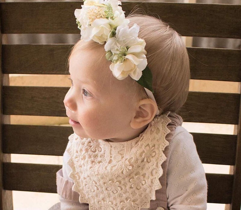 GZMM Baby Bib For Girls,Soft Lace Baby Drool Bib 0-12 months 2 Pack - Image 2