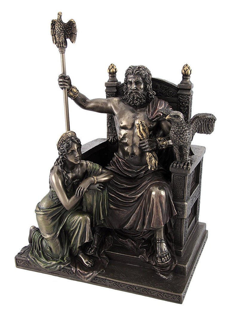 Things2Die4 Bronzed Zeus and Hera at The Throne Statue with Colored Accents - Image 1