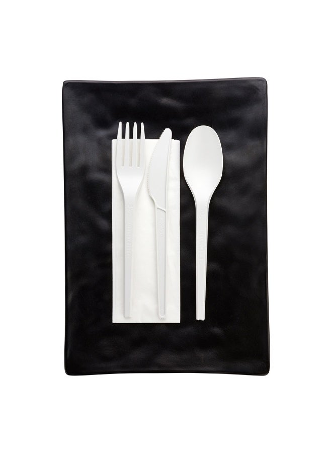 Restaurantware مجموعة أدوات تناول الطعام القابلة للتحلل 6.5 بوصة، 250 قطعة أدوات مائدة ثقيلة - بناء مستدام، متينة، مقبض طويل، أدوات تناول الطعام البلاستيكية البيضاء القابلة للتخلص، معتمدة من BPI، للأطعمة الساخنة والباردة - Image 2