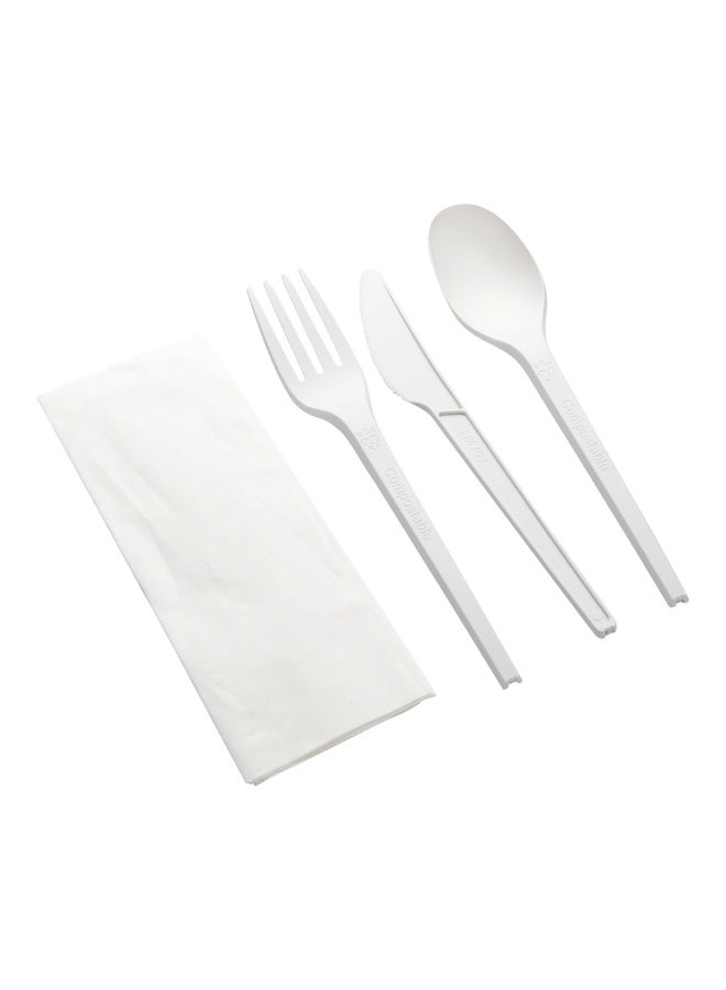 Restaurantware مجموعة أدوات تناول الطعام القابلة للتحلل 6.5 بوصة، 250 قطعة أدوات مائدة ثقيلة - بناء مستدام، متينة، مقبض طويل، أدوات تناول الطعام البلاستيكية البيضاء القابلة للتخلص، معتمدة من BPI، للأطعمة الساخنة والباردة - Image 1