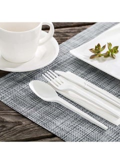Restaurantware Restaurantware-6.5 Inch Compostable Cutlery Set, 250 Heavy-Duty Flatware - Sustainable Build, Sturdy, Long Handle, White CPLA Plastic Disposable Cutlery, BPI-Certified, Hot And Cold Foods  - Image 4