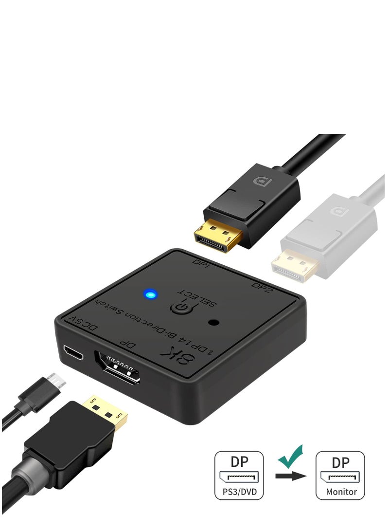 KASTWAVE Multi Display Splitter, Bidirectional Switcher, 1DP14 Bi-Direction Switch for PC/Projector/TV/Gaming Coinsole Laptop HD player/DVD-player/PS3/4/5 Monitor Support 8K 30HZ/5K 60HZ/4K 120HZ - Image 3