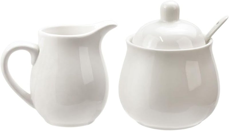FUYU Ceramic Colorful Creamer and Sugar Set with Lid Spoon, Coffee Serving Set - Image 1