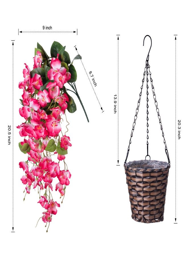 HyeFlora Artificial Fake Hanging Hibiscus Flowers Plants Baskets for Outdoor Decoration, Faux Silk Hibiscus Long Vines in Planter UV Resistant Realistic Flowers for Outside Porch Patio Home Decor, Pink - Image 5