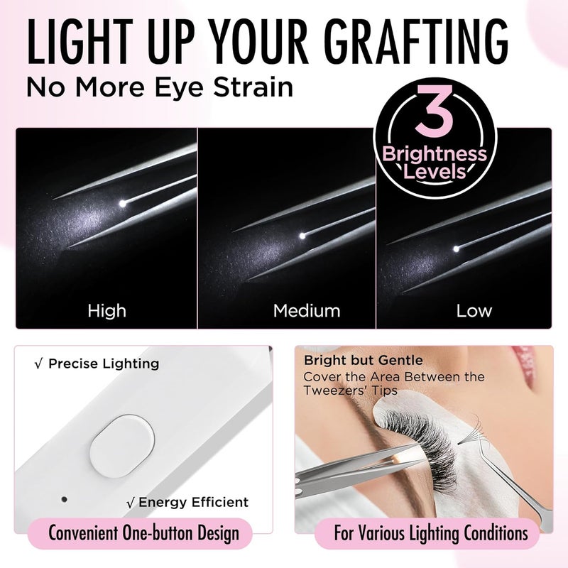 Calailis Light Tweezers Stainless Steel Tweezers with LED Light Self-illuminating Precision Durable and Non-rusting for Precision Eyebrows, Nose, Lip, Hair Removal for Men and Women (ZN) - Image 2