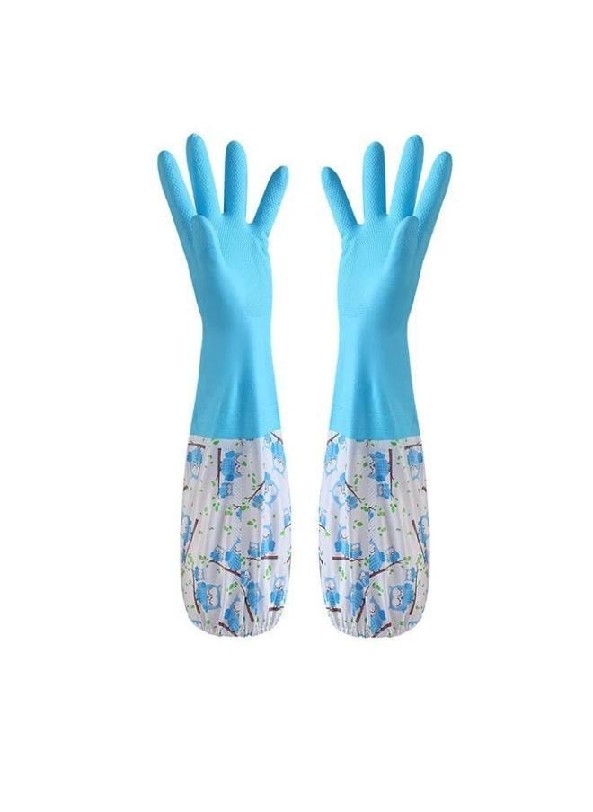 yongsheng 2 Pair Dishwashing Cleaning Household Gloves with Cotton Lining, Reusable Non-slip Waterproof Kitchen Gloves-Random style  - Image 2