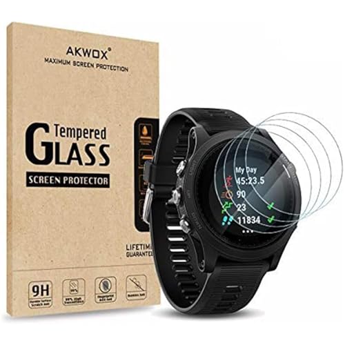 AKWOX (Pack of 4) Tempered Glass Screen Protector for Garmin Forerunner 935, Akwox [0.3mm 2.5D High Definition 9H] Premium Clear Screen Protector for Garmin Forerunner 935 - Image 1