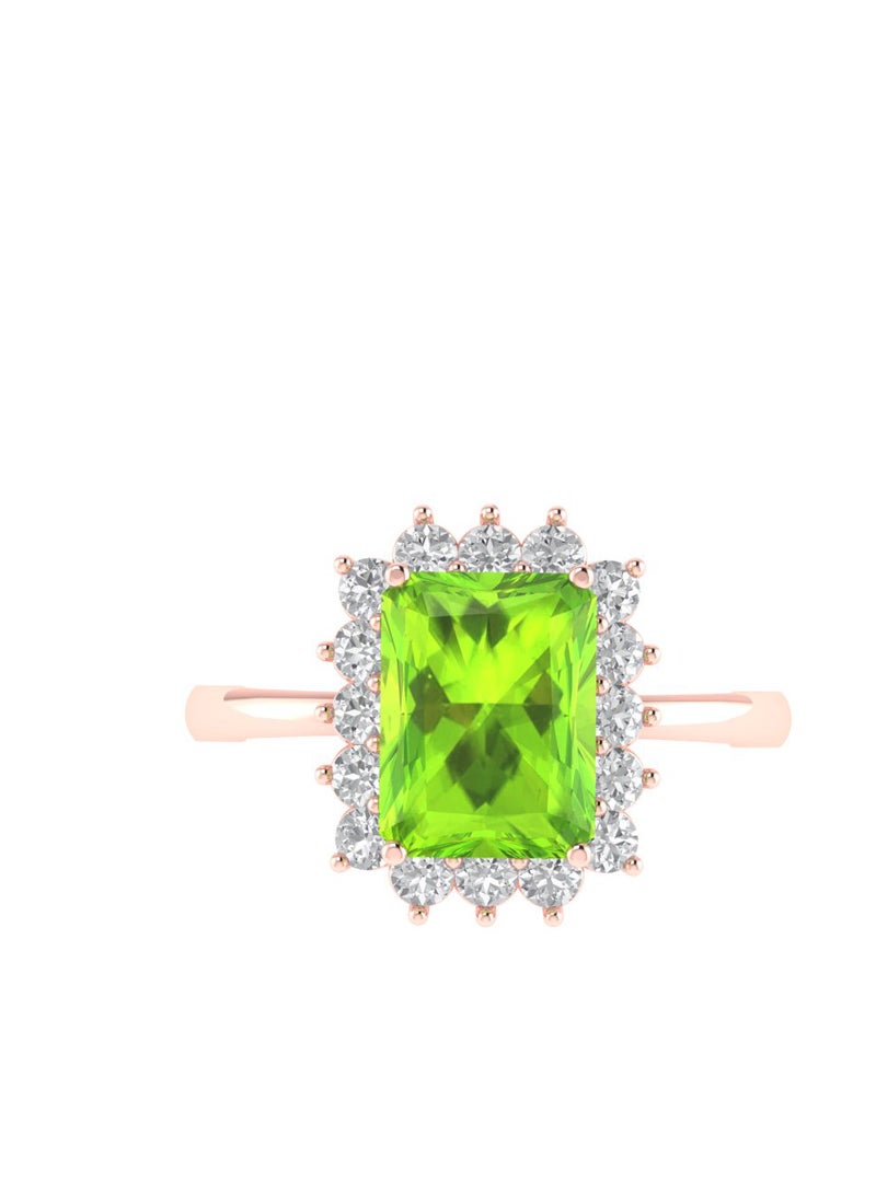 Capri Gold Diana Emerald-Cut Peridot and Sparkling Diamond Ring in 18K Rose Gold  - Image 1