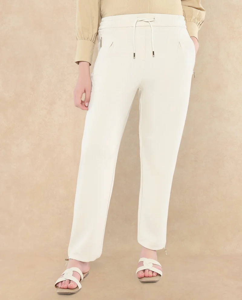 Rareism Women's Straight Fit Trackpants With Adjustable Hem
