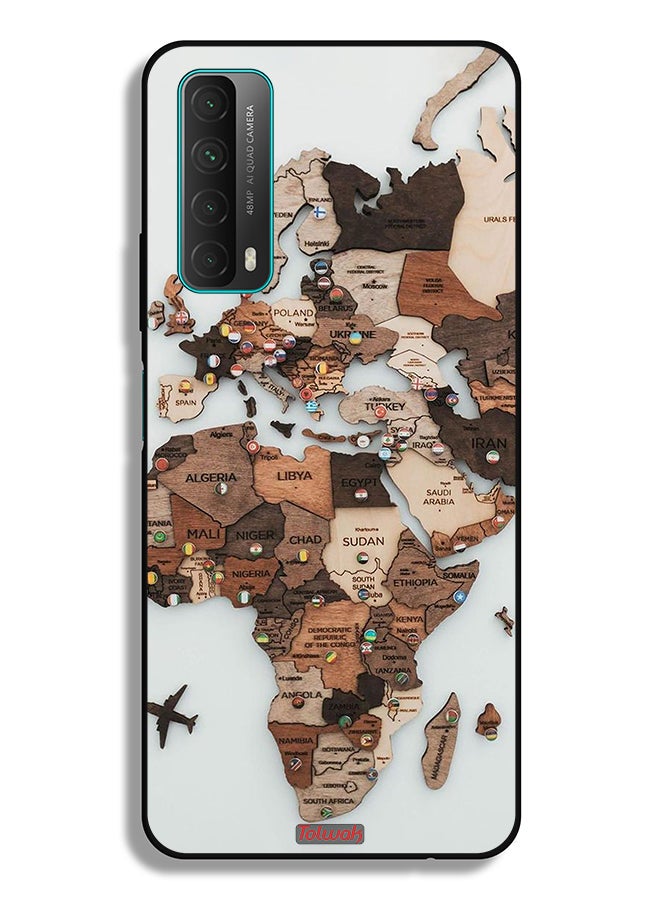 Tolwak Huawei Y7a Protective Case Cover World Map Art - Image 2