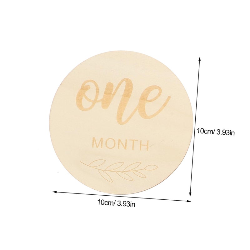 Baby Milestone Discs Wooden Photo Props 14Pcs Round Newborn Growth Signs - Image 3