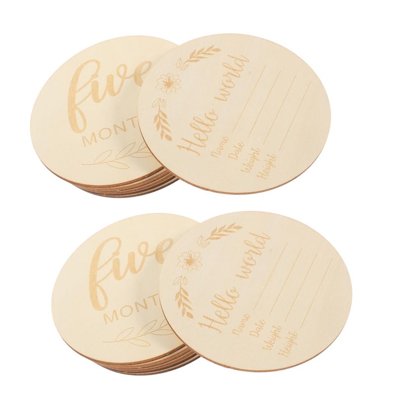 Baby Milestone Discs Wooden Photo Props 14Pcs Round Newborn Growth Signs - Image 2