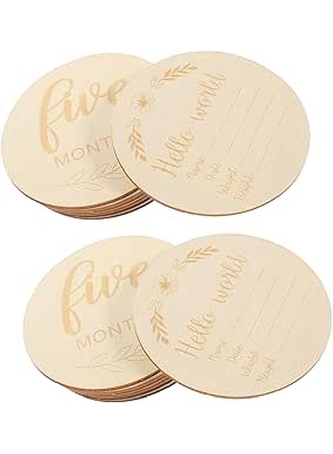 Baby Milestone Discs Wooden Photo Props 14Pcs Round Newborn Growth Signs - Image 1