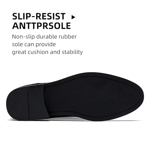 AMAPO Men's Oxford Formal Dress Shoes Comfortable Classic Business Lace Up Derby Plain Toe(A20712-BLK-40) - Image 4