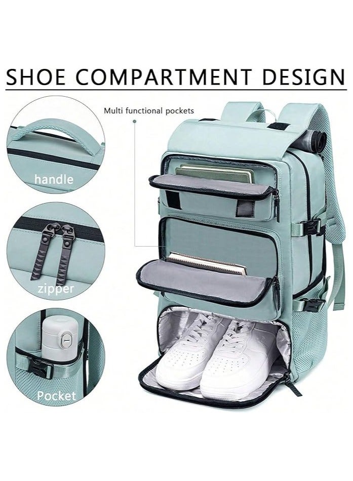 Taizz Ventures Travel Backpack with Shoe Compartment & Charging Port â€“ Lightweight, Waterproof, Large Capacity 17" Laptop Bag for Travel,Hiking, Work, Fitness, and Daily Use - Green - Image 2