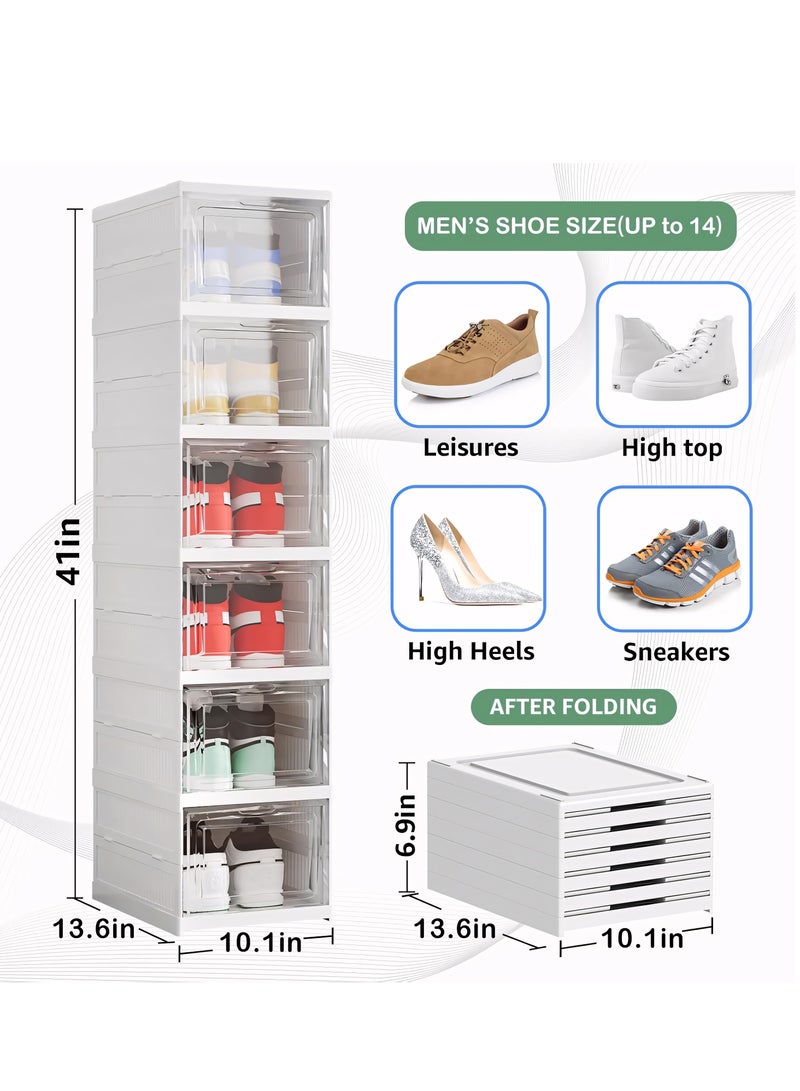 Shoe Racks, Clear Installation-free Foldable Shoe Storage Organizer, Portable Drop Front Shoe Storage Box with Clear Door, Easy Assembly Shoe Cabinet for Shoes, Books, Toys, Clothing and Jewelry - Image 2