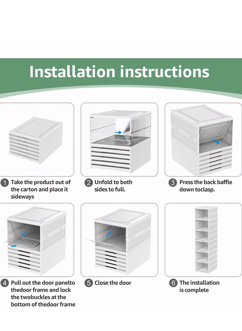 Shoe Racks, Clear Installation-free Foldable Shoe Storage Organizer, Portable Drop Front Shoe Storage Box with Clear Door, Easy Assembly Shoe Cabinet for Shoes, Books, Toys, Clothing and Jewelry - Image 5