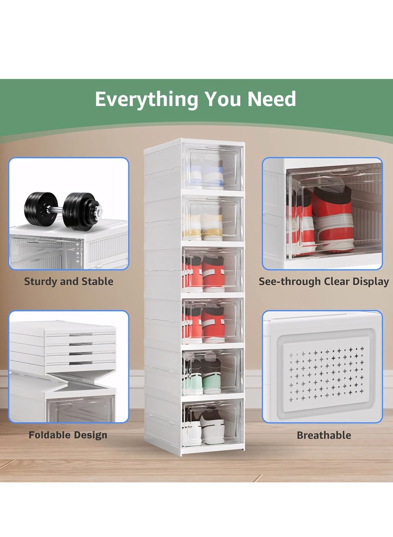 Shoe Racks, Clear Installation-free Foldable Shoe Storage Organizer, Portable Drop Front Shoe Storage Box with Clear Door, Easy Assembly Shoe Cabinet for Shoes, Books, Toys, Clothing and Jewelry - Image 4