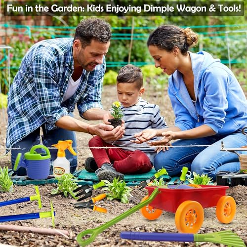 Dimple Garden Wagon & Tools Toy Set Premium 15 Pcs Kids Gardening Tools & Wagon Toy Set - Sturdy & Durable - Top Yd, Beach, Sand, Garden Play Set - Great for Kids & Toddlers - Image 3