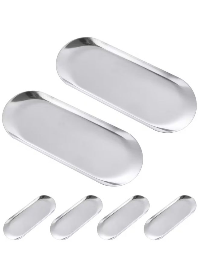 Super ZYouth 5pcs Stainless Steel Tray Set, Dessert Plate, BBQ Plate, Jewelry Display Plate, Reusable, Dishwasher Safe, Suitable for Outdoor Picnics, Family Gatherings, Home Kitchen, Tableware Accessories - Image 1