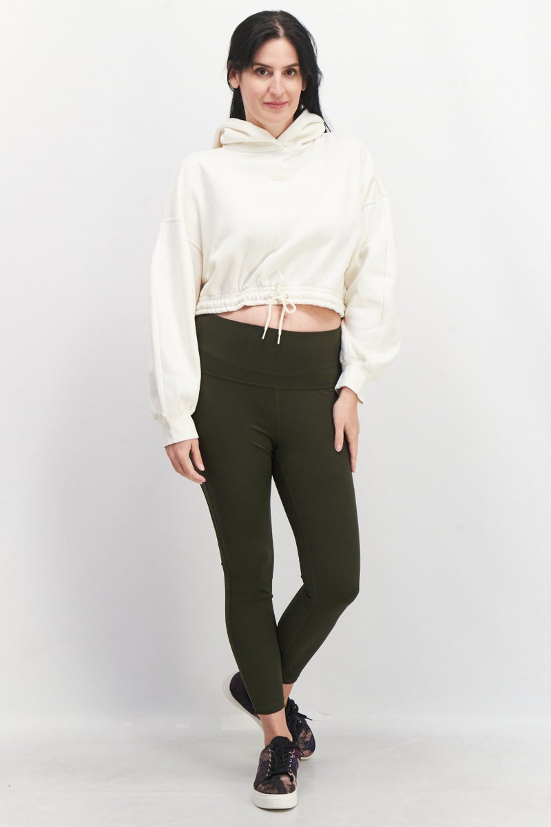 PUMA Women Sportswear Fit Brand Logo Training Crop Hoody, Cream - Image 2