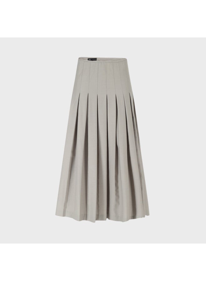 Zara women's Solid Color Versatile Fashion Simple Casual Flowy Slit Pleated Midi Skirt - Image 2