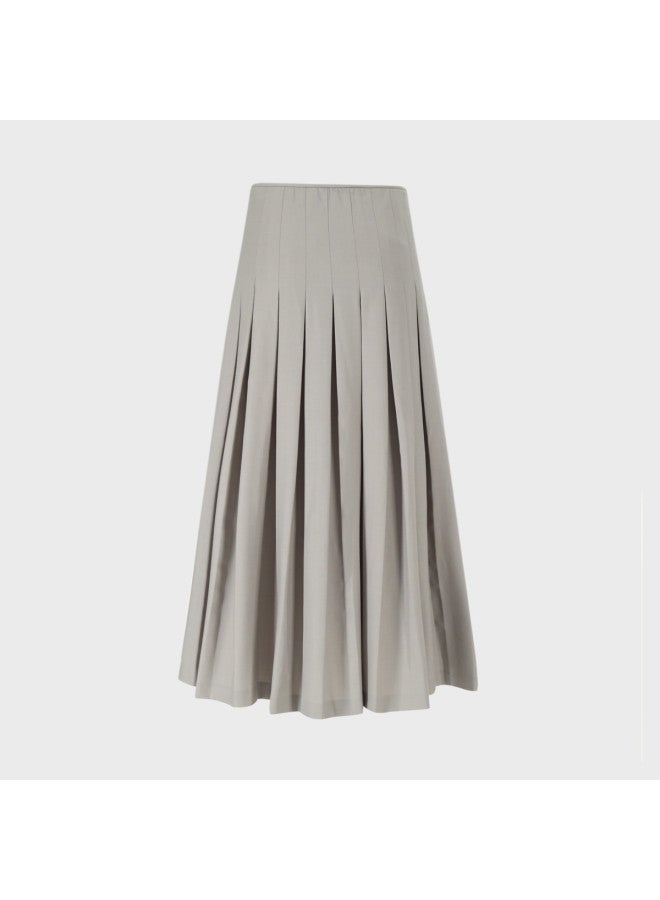 Zara women's Solid Color Versatile Fashion Simple Casual Flowy Slit Pleated Midi Skirt - Image 3