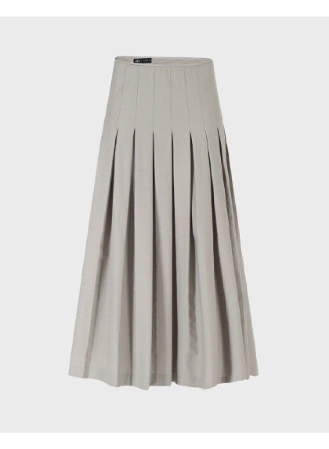 Zara women's Solid Color Versatile Fashion Simple Casual Flowy Slit Pleated Midi Skirt - Image 1