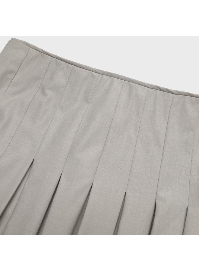 Zara women's Solid Color Versatile Fashion Simple Casual Flowy Slit Pleated Midi Skirt - Image 4