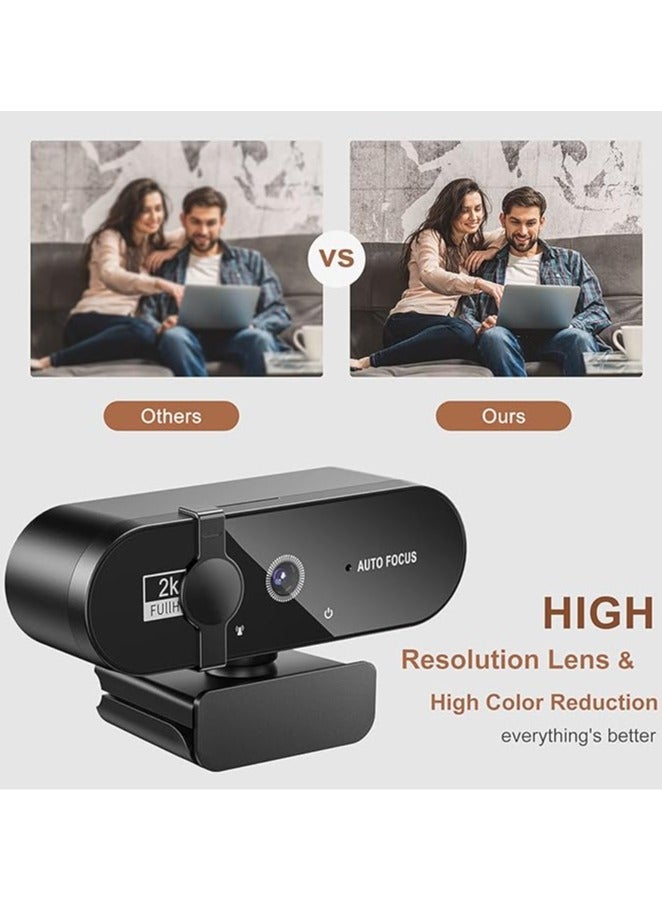 Webcam, 4K Webcam Mini 2K Full HD Webcam with Autofocus Microphone Webcam for PC Laptop Online Camera - Image 2