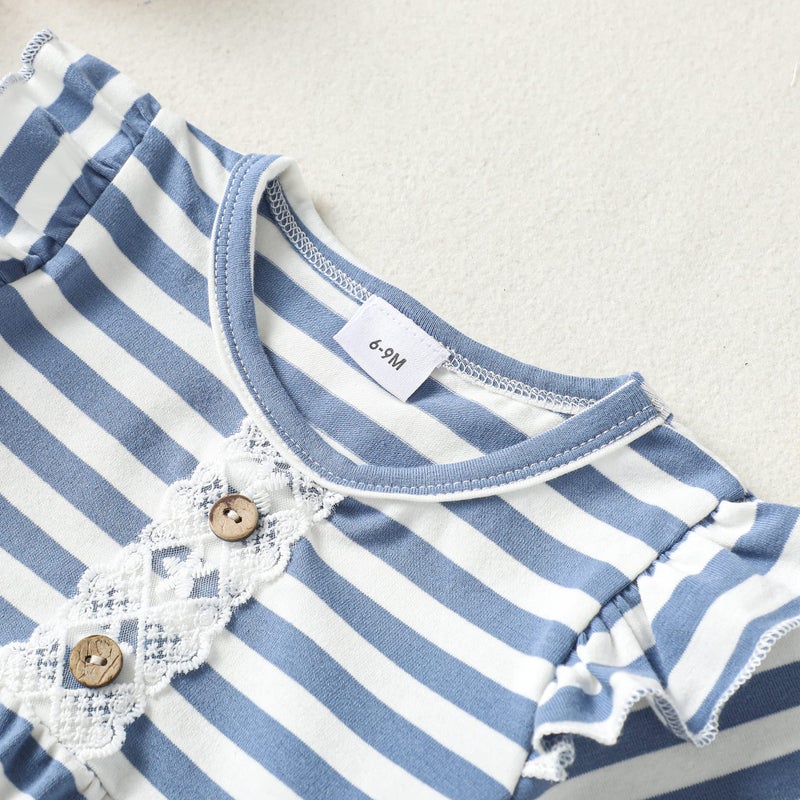 Saeaby Baby Girl Clothes Toddler Girl Cute Outfit Short Sleeve Ruffle Shirt Solid Pants Little Baby Girl Summer Clothes Cute Outfits for Girls 12-18 Months - Image 4