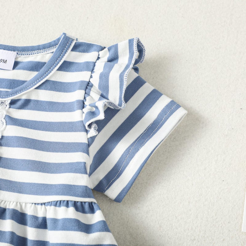 Saeaby Baby Girl Clothes Toddler Girl Cute Outfit Short Sleeve Ruffle Shirt Solid Pants Little Baby Girl Summer Clothes Cute Outfits for Girls 12-18 Months - Image 5