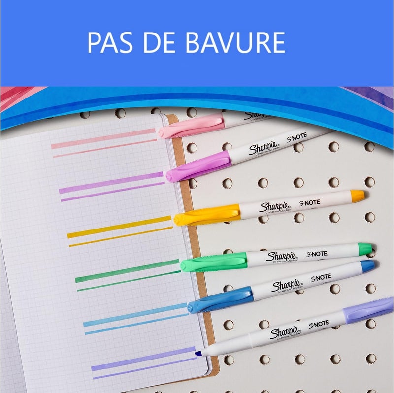 Sharpie SNote Creative Colouring Highlighter Pens Marker Pen to Write Draw More Assorted Pastel Colours Chisel Tip 12 Count - Image 4