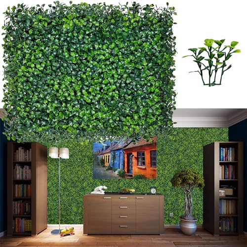 ODTORY Artificial Grass Wall Backdrop Panels,16 X 12 in 24P(32 sqft) UV-Anti Greenery Boxwood Panels for Indoor Outdoor Green Wall Decor & Ivy Fence Covering Privacy - Image 1