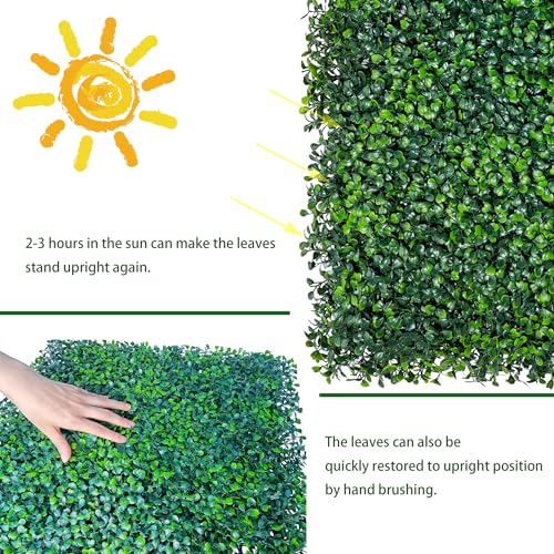 ODTORY Artificial Grass Wall Backdrop Panels,16 X 12 in 24P(32 sqft) UV-Anti Greenery Boxwood Panels for Indoor Outdoor Green Wall Decor & Ivy Fence Covering Privacy - Image 4